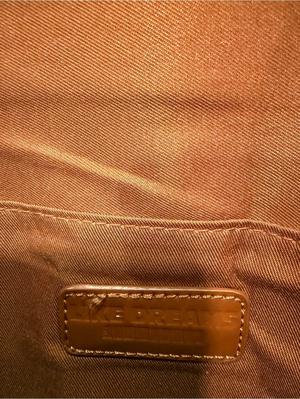 LIKE DREAMS BROWN COGNAC FAUX PATENT LEATHER CLUTCH EVENING PURSE GOLD CHAIN - Picture 9 of 13